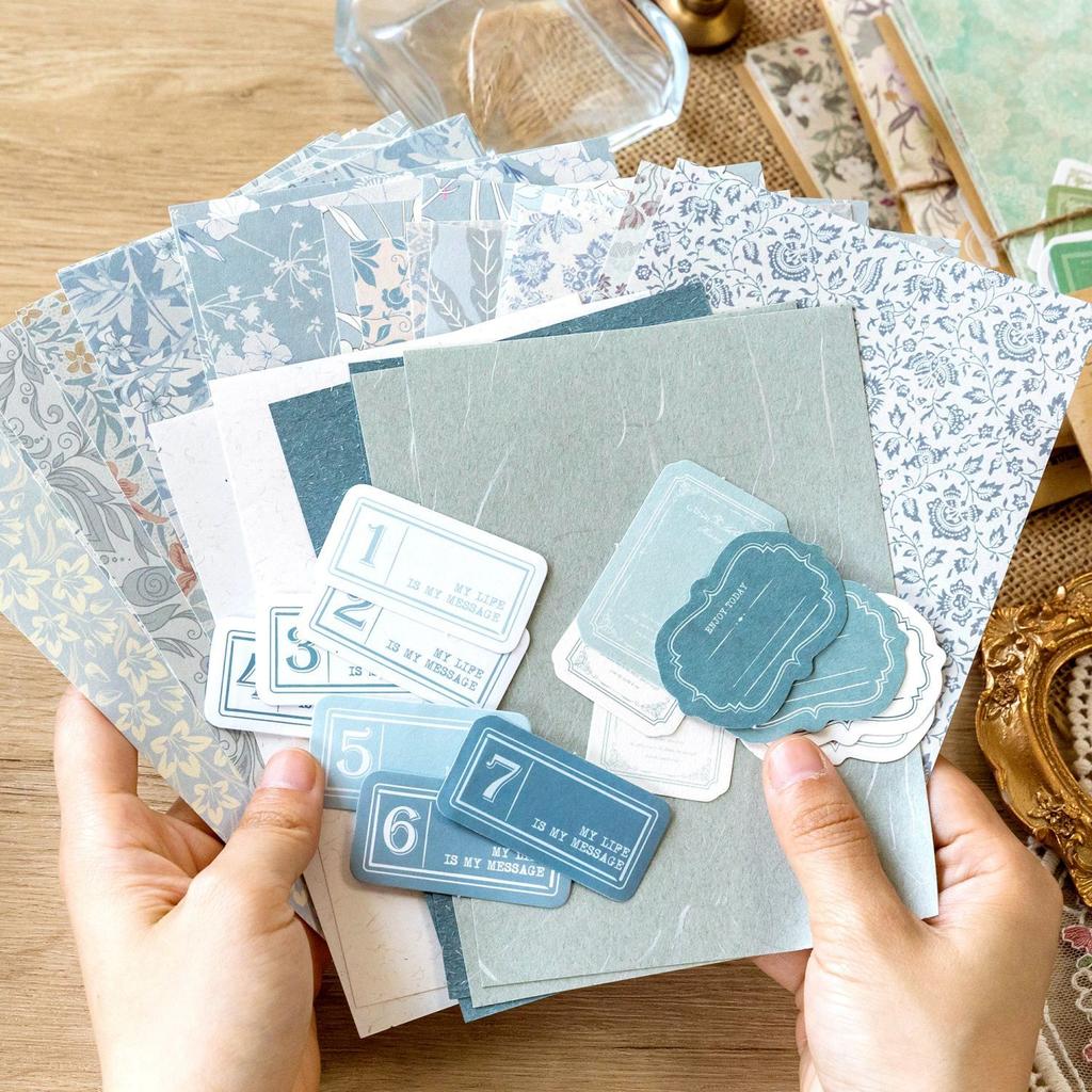 40 Pcs Sticker+material Paper Set Planner Handmade DIY Scrapbooking Diary Album Junk Journal Supplies