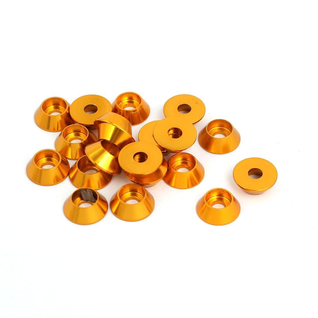

uxcell M3 Aluminum Alloy Fender Bumper Washers, Cone Shape, Round Cup, Outer Diameter 0.3