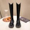 Schwarze Designer Plateau Ritterstiefel für Damen Herbst Winter Weichsohlige Damenschuhe Mode Erhöhen Koreanische Lange Stiefel Damen