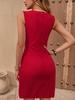 Summer Women’s Solid V-neck Chain Dress - European & American Style 2026