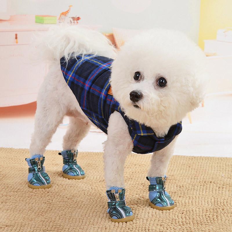 Rutschfeste Robuste Sohle Hundeschuhe Für Pudel Und Teddyhunde Warm Und Gemütlich In Rosarot Und Blau