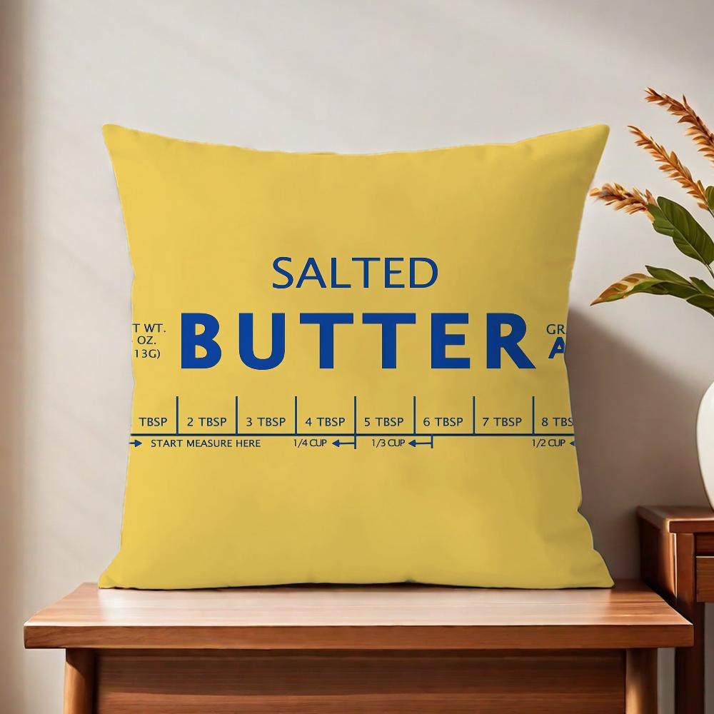 Salted Butter Label Funny Cushion Cover For Pillow Printing Sofa Decoration Home Car Room Coffee Shop Office Nordic Simplicity