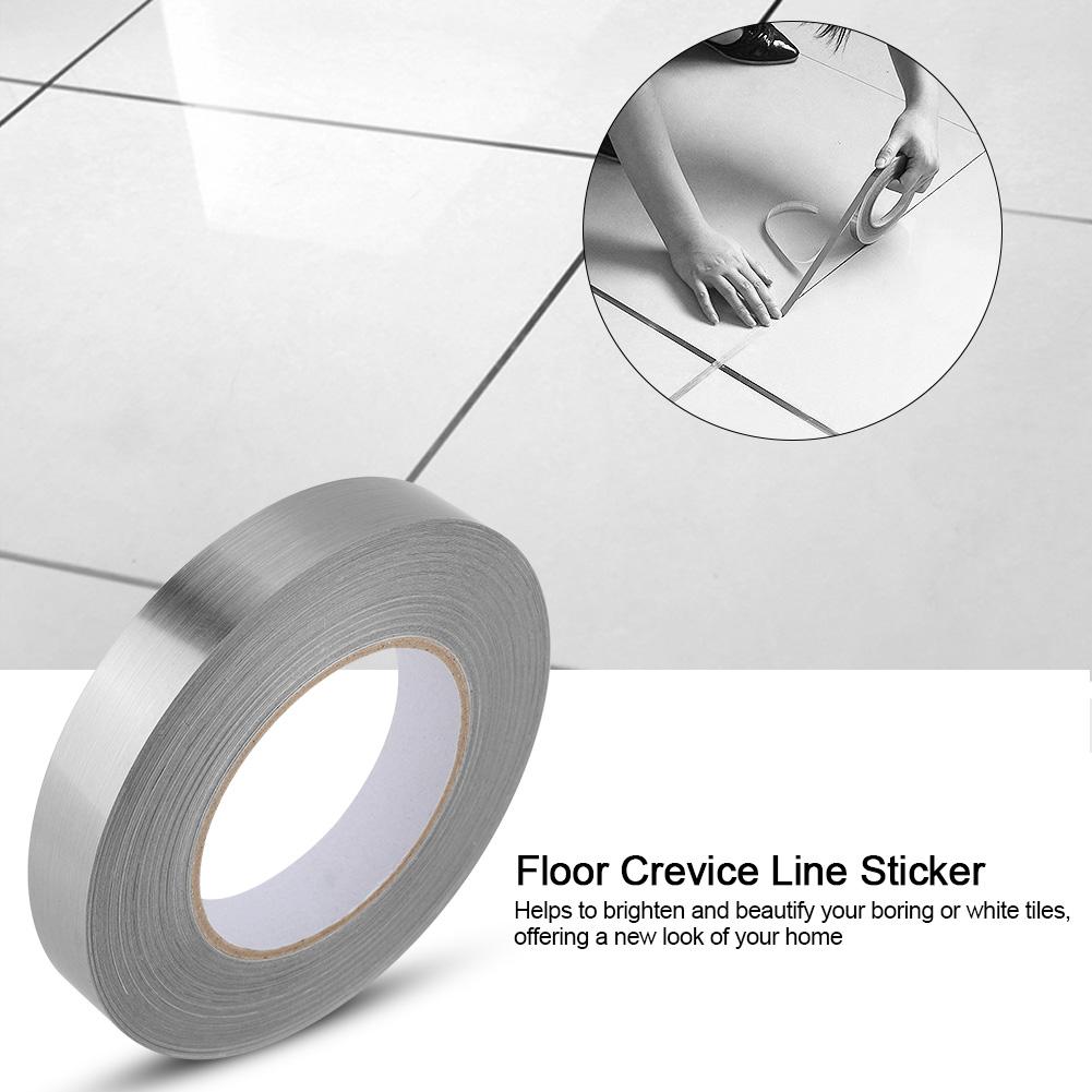 PET Room Floor Crevice Line Sticker Self Adhesive Ground Corner Tile Decor(2cm*50m Silver)