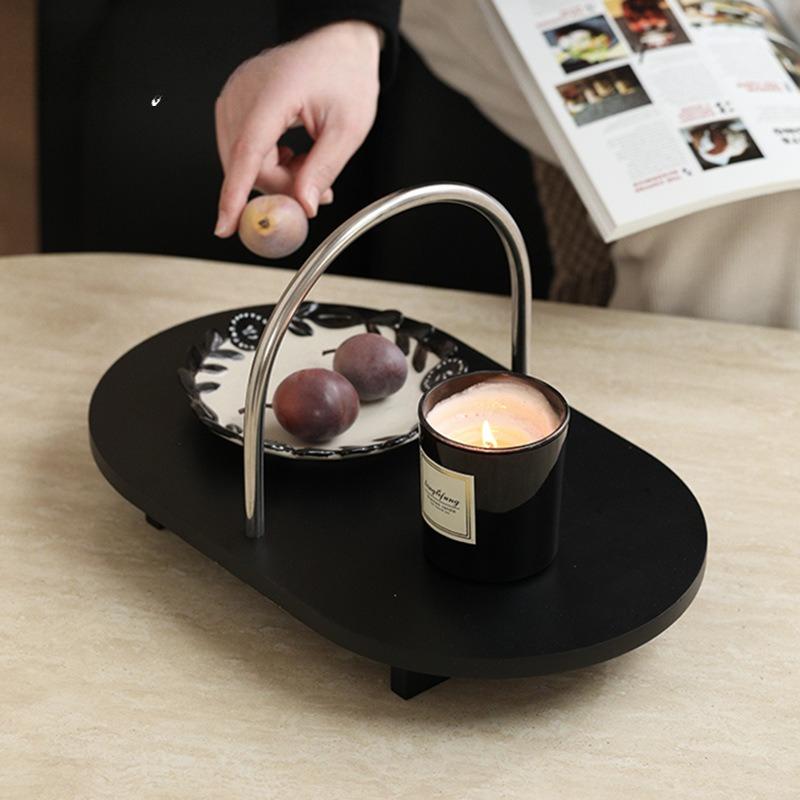 Minimalist Storage Tray with Stainless Steel Handle Decor Tray for Coffee Table Bathroom Candle PerfumeOrganizer Home Decor Gift
