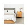 Modern Bedside Table - COLOR BABY S.L - 40x30x52 Cm - 2 Drawers - Oak Effect - Metal Structure - MDF Fabric