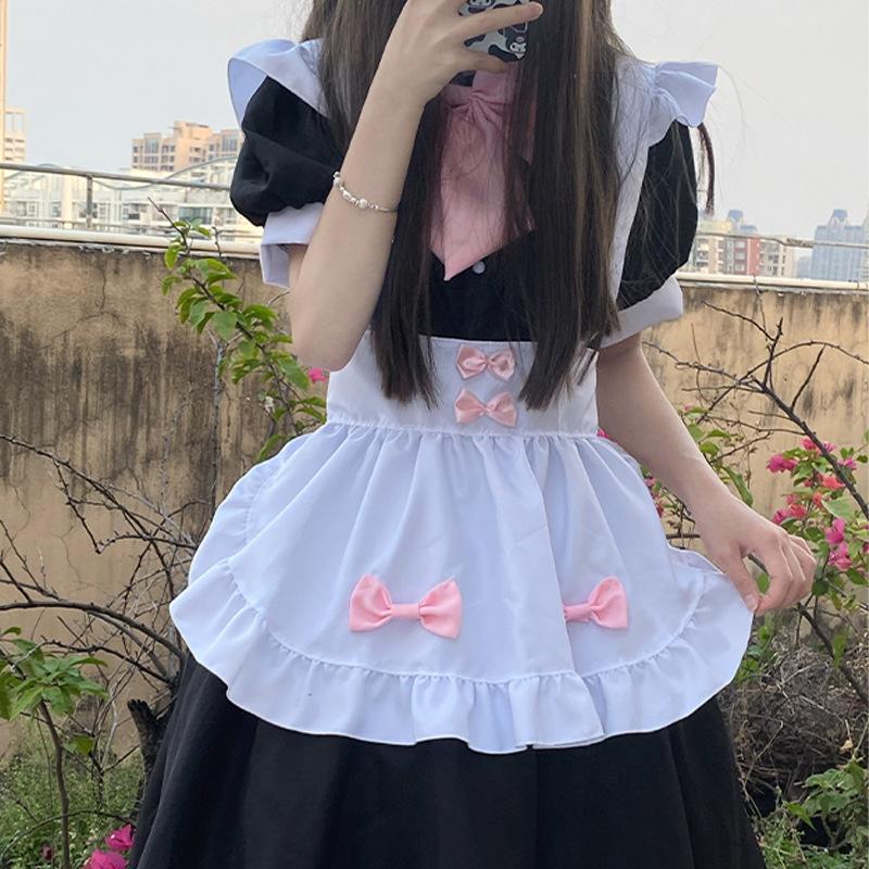 2026 New Black and White Maid Clothing Women's Clothing Daily Loli Maid Cute Dress Large Size