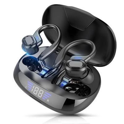 Auricolari Bluetooth TWS con microfoni Gancio per l'orecchio sportivo Display a LED Cuffie wireless Auricolari stereo HiFi Cuffie impermeabili
