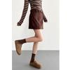 Melanoid Coffee Suede Plush High-Waist Slimming Skirt for Women – Spring/Autumn Hip-Hugging Short Skirt
