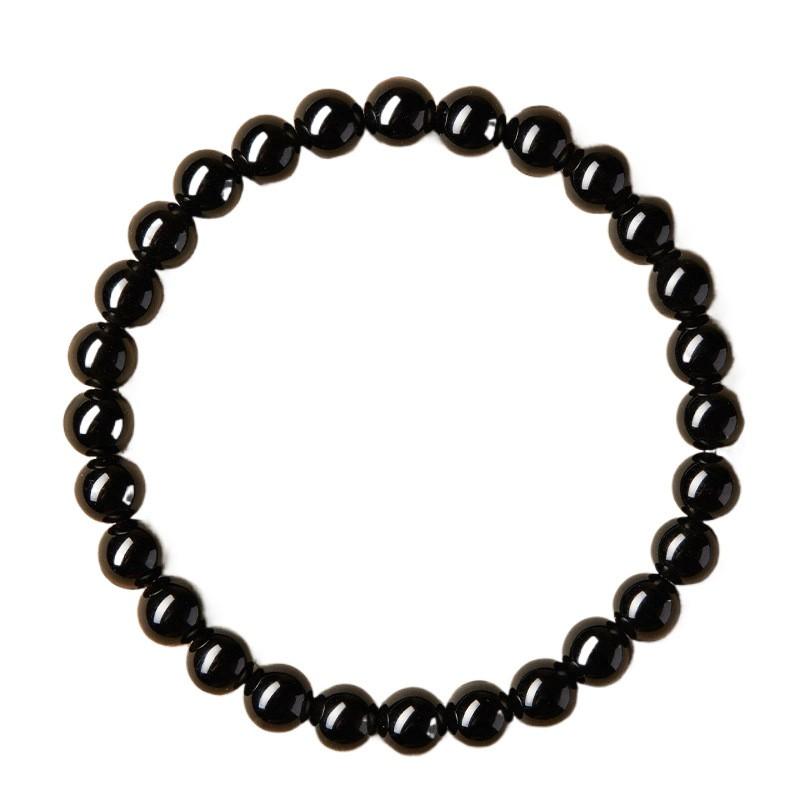 Natural Obsidian Bracelet Men Women 6mm To 16mm Round Bead Handmade Stone Jewelry Calming Energy Minimalist Style