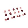 24 Pcs Atmospheric Manicure Rose Red Gold Foil Smudged Fake Nails Ice Transparent Jujube Red Wearing Nail