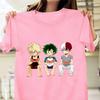 Funny Midoriya Izuku Bakugou Katsuki Todoroki Shoto T-shirt Men's Women's Anime Harajuku Hip Hop Shirt Tops
