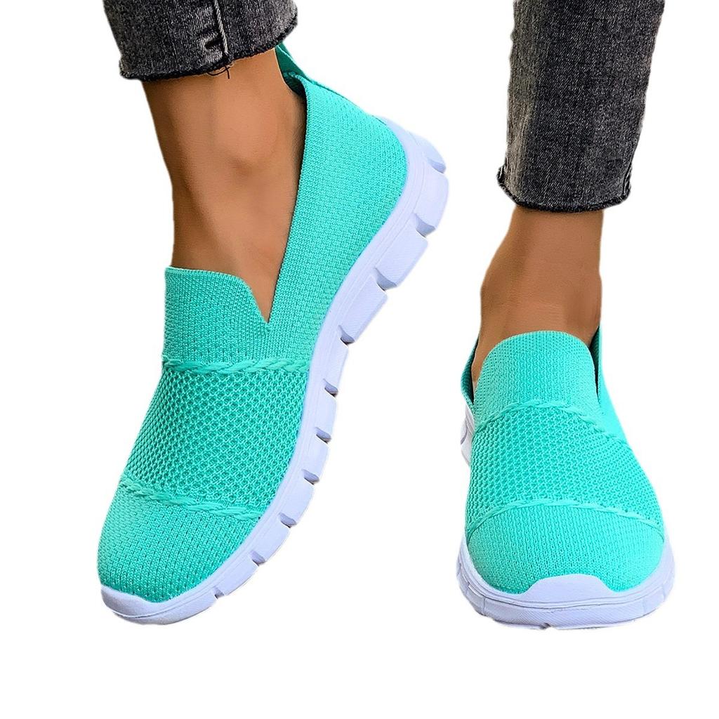 2025 Summer New Casual Single Shoes Breathable Mesh Round Head Comfortable Casual Shoes Women's Foreign Trade Large Size Women's Shoes