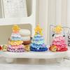 Knitted Christmas Tree Ornament Multi-Layered Mini Crochet Christmas Tree Hanging Decoration with Bell And Star Top Colorful Small Xmas Tree