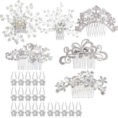 Formemory Bridal Hair Pearl Flower Ornaments Head Formal Wedding Hair Hair Hair Clip for Entrance and Parties Ornaments, Hairpins, (6 Pieces), U-pins