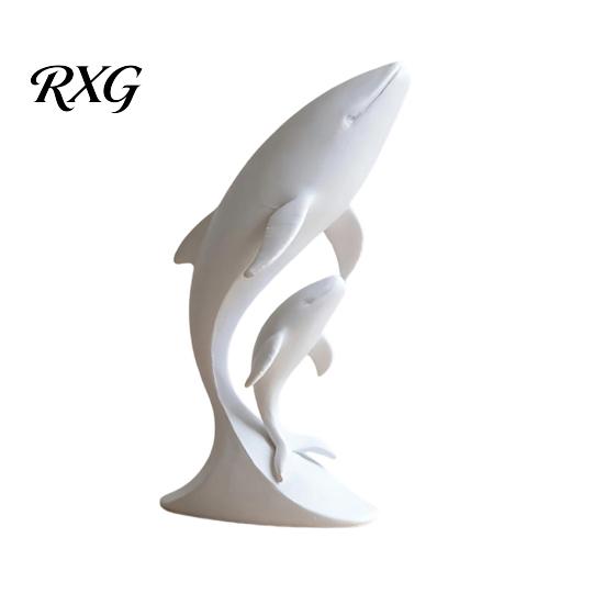 Ceramic Style Whale Ornament 3D Printed Ornaments, Mother And Child Figurines, Decorative Figurine for Office Modern Minimalist Double Sculpture Home