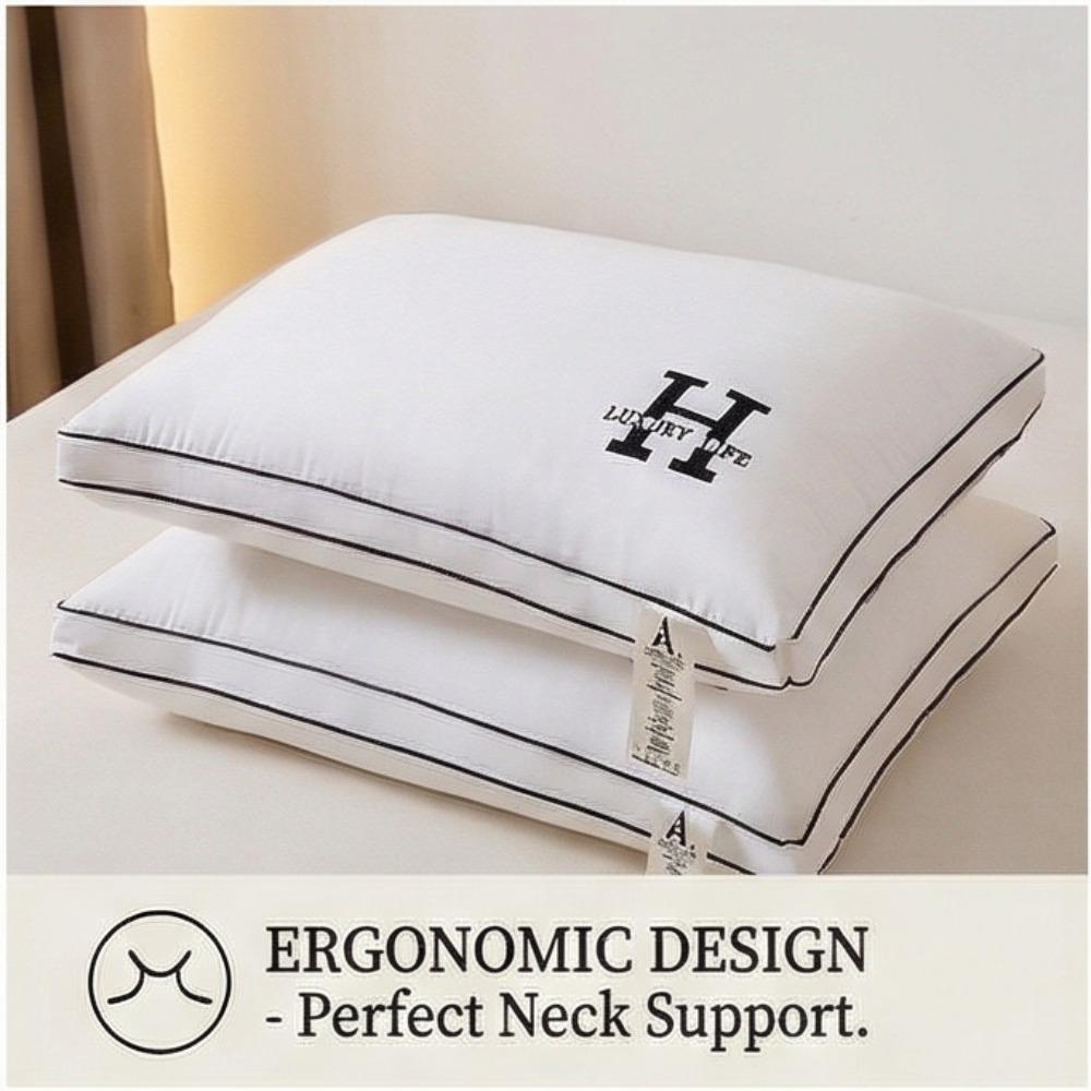 Cervical Spine Protection Pillow with Embroidered Pure Cotton Pillow Core