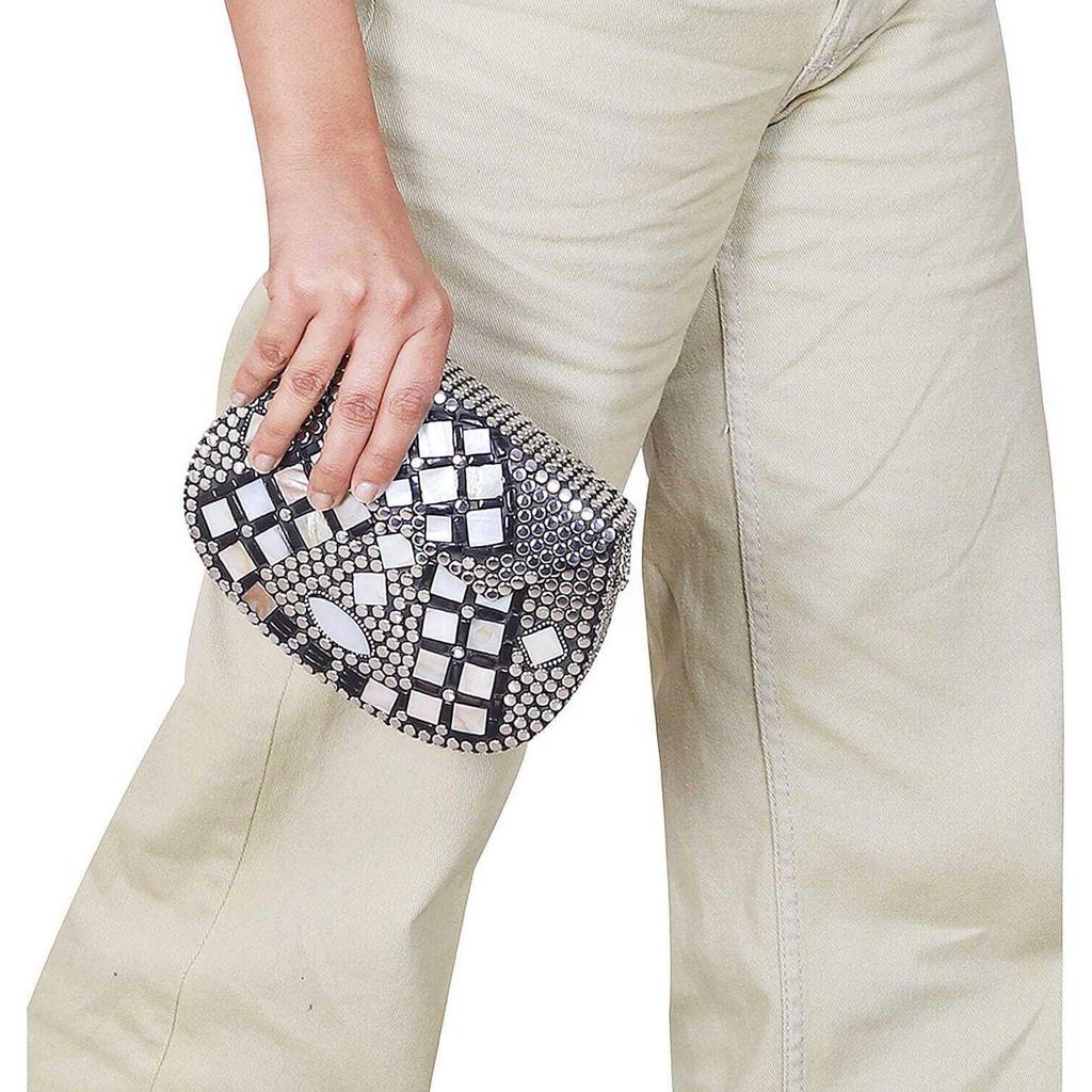 Silver Girls Clutch Shakuntala Textiles Bridal Bag Brass Metal Clutch Sling Bag