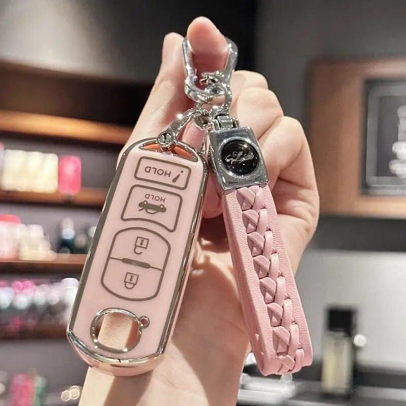 

Чехол-брелок с ремешком для ключей для Mazda 3 6 8 Miata MX-5 CX-3 CX-5 CX-7 CX-9 4 кнопки смарт-ключ