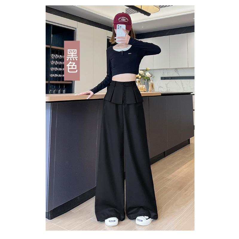

Wide-leg Suit Pants for Women in Early Autumn New Single-breasted Design Commuting High-end Casual Pants S чёрный