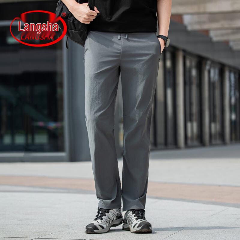 LangSha Men s Cool-Feel Straight-Leg Cargo Pants XL