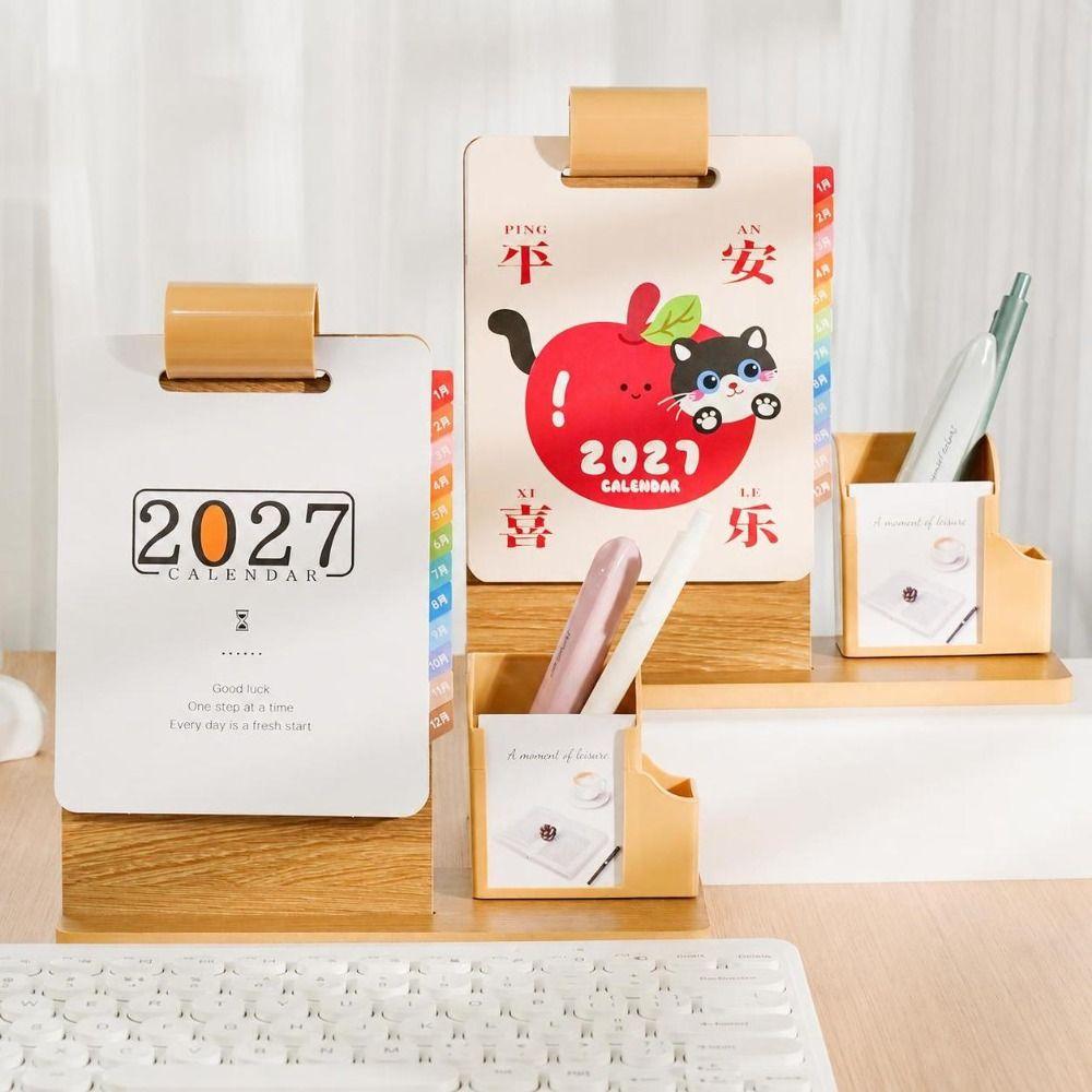 Multifunctional Pen Holder Calendar Pen Holder 2027 Calendar Organizer Business Gift