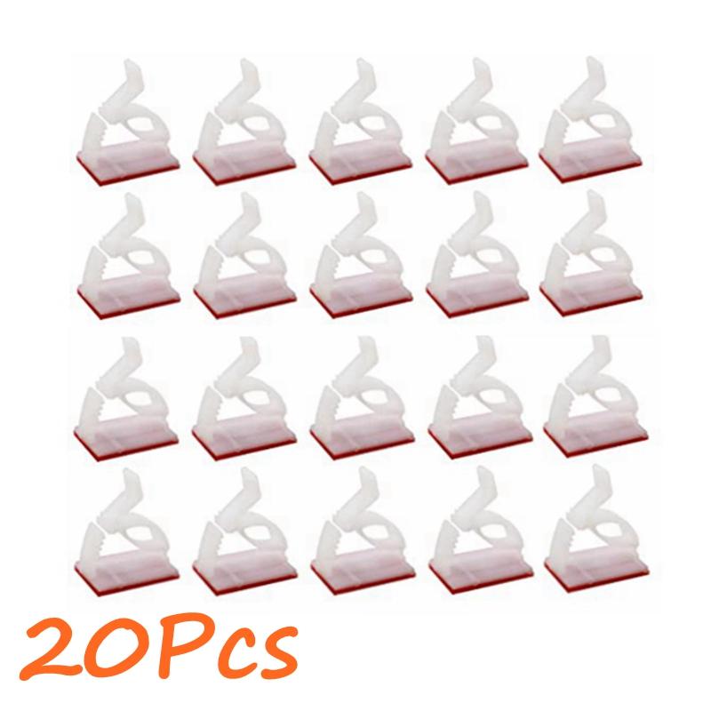 20 шт. кабельные зажимы, самоклеящиеся держатели для шнуров, черный держатель для проводов, зажим-органайзер, самоклеящиеся автомобильные зажимы для проводов, аксессуары 20 Pcs White