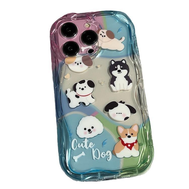 Color Block Puppy Case for Apple 15/14/13/12/11/Pro/Promax/XS Max/XR/XS/X