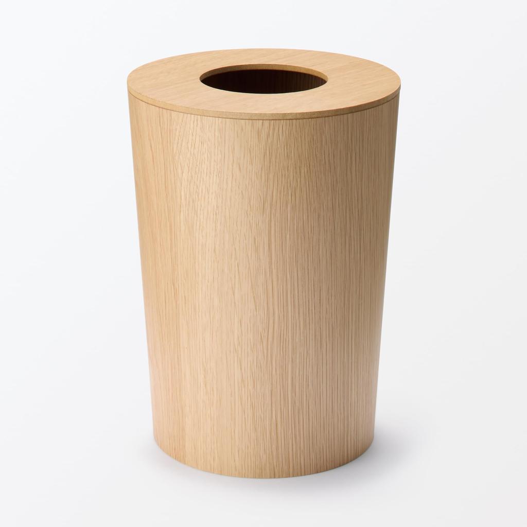 MUJI Wooden Trash Can Diameter x 84915086 Lid, Round, Approx. 23.5cm 1.5cm Height,