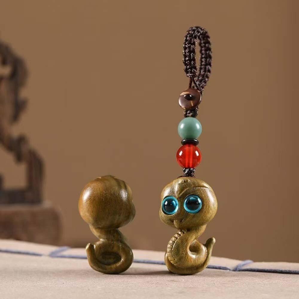 Waterproof Zodiac Snake Keychain Mini Green Sandalwood Phone Chain Ornament  Bag Charm