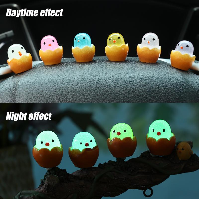 Huhn Dekorative Ornamente Auto Kreativ Harz Leuchtende Krone Leuchten Huhn Spielzeug Geschenke Interieur Niedliche Dekorationen Autozubehör