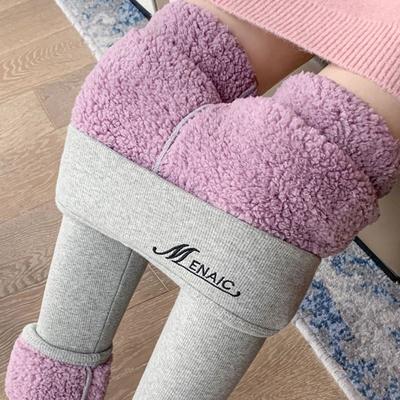 Winter Warm High-Waisted Fleece-Lined Leggings Pants  for Women