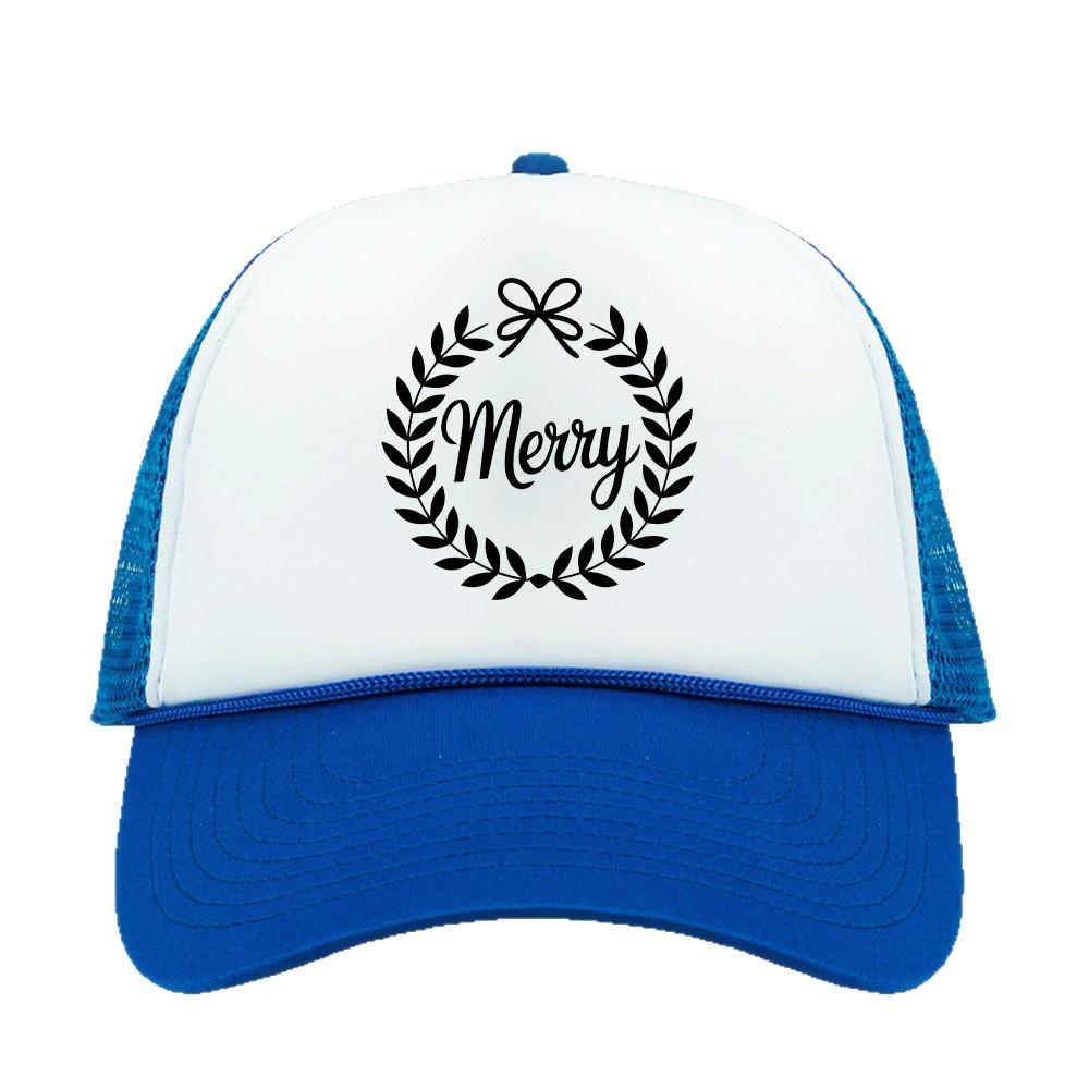 Christmas Pattern Mesh Trucker Cap with Stamped Logo - Sunshade Baseball Cap
