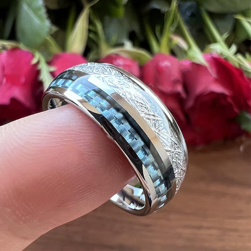 Anillos de Pareja de Acero Inoxidable con Acentos de Cielo Estrellado, Turquesa y Lámina de Oro