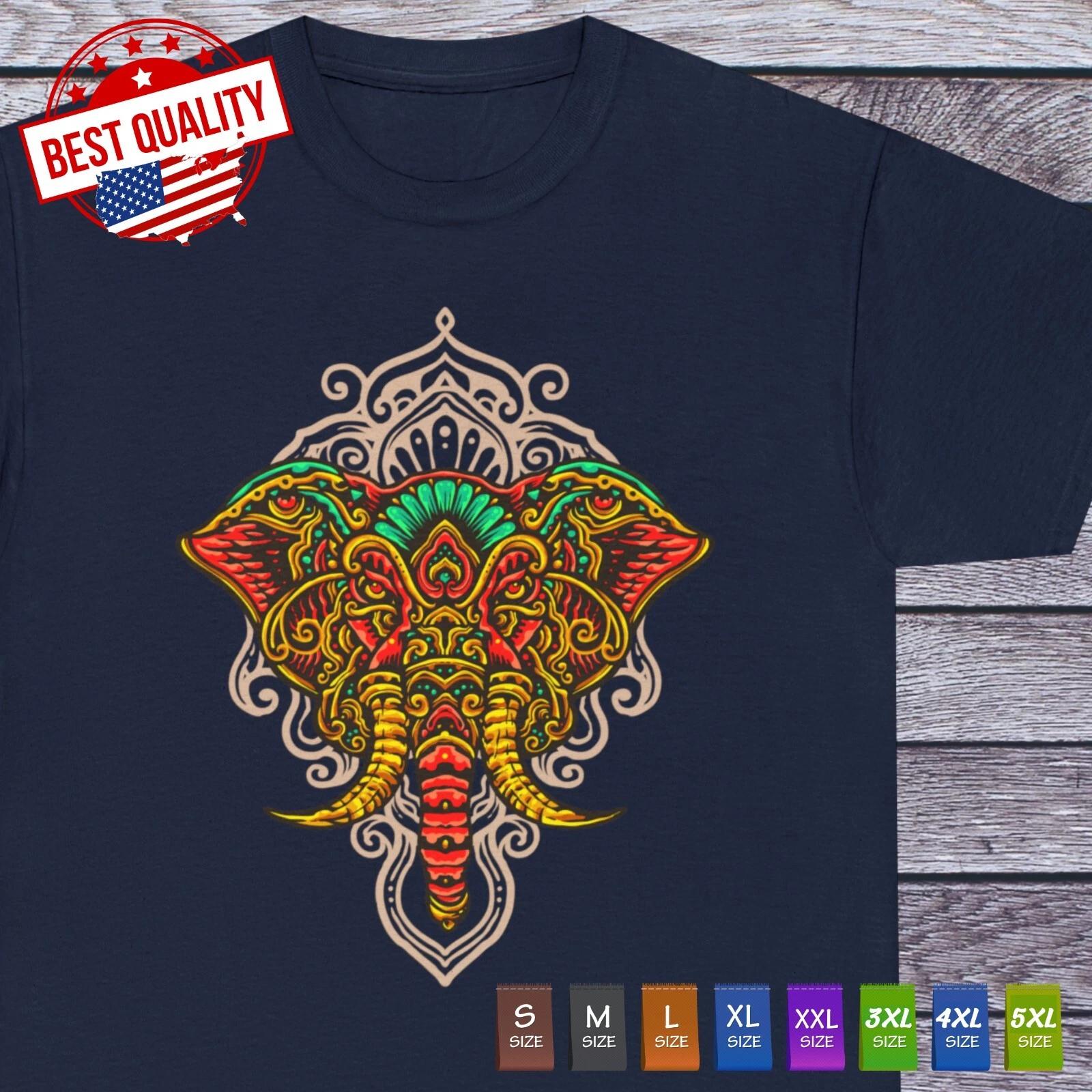 Elephant Tribal Mandala Boho T Shirt Ganesha Ganesh Tee Clothing Indian Style S