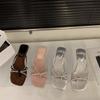 Coarse Heel Temperament Silver Rhinestone Toe Slippers Women's Shoes Wear Small Sandals Sandals