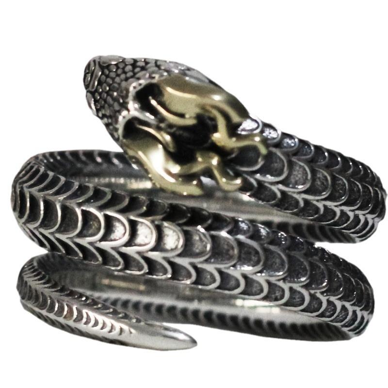 Dragon Horn Python Men's Dark Trend Hip-Hop Men's and Women's Live Mouth Adjustable Ring