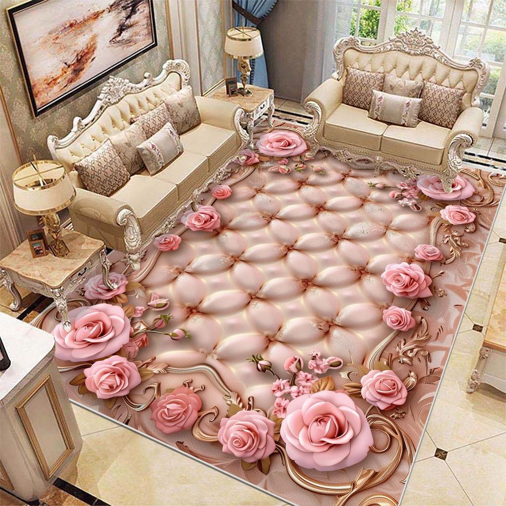 Dywan w kwiaty w stylu europejskim do salonu, pod sofę, miękkie dywaniki, luksusowy wystrój sypialni, dywanik przy łóżku, duże dywaniki do pokoju, szatni, salonu, maty podłogowe