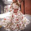 2026 Europäisches & Amerikanisches Florales Chiffonkleid - Elegantes Langes Schwingendes Kleid für Frühling & Herbst