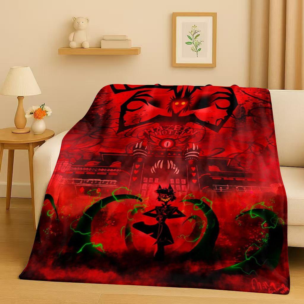 3D Cartoon H-Hazbin Hotel Angel Dust Alastor Flannel Blanket,Soft Warm Plush Throw for Home Bedroom Bed Sofa Cover Office Gift