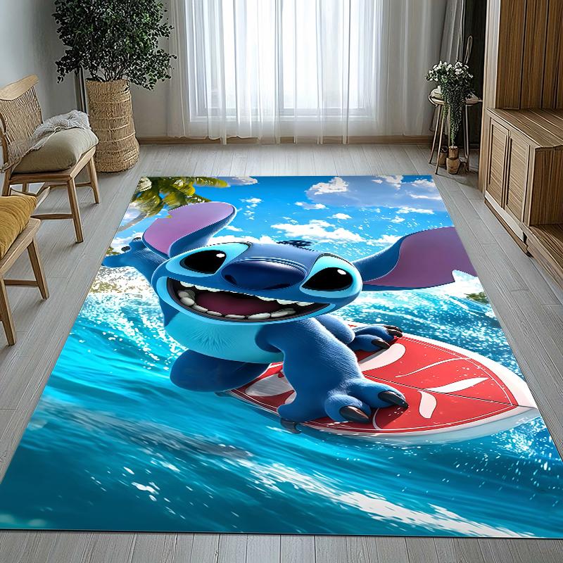 Tappeto Aree Non Scivolo Cartone Animato Lilo Stitch Angelo per Soggiorno, Tappeto Morbido per Camera da Letto, Stanza dei Giochi dei Bambini, Divano, Decorazione Casa Zerbino Regalo