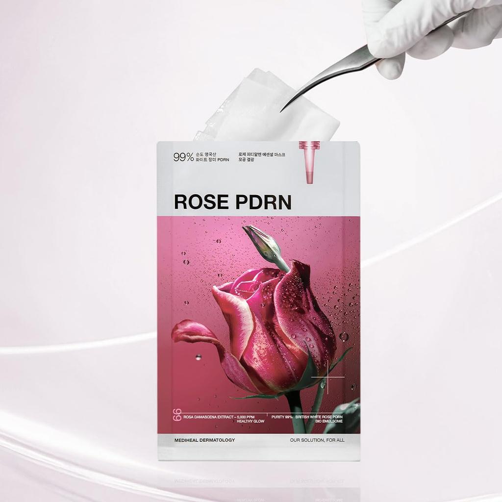 MEDIHEAL OFFICIAL Rose PDRN Essential Mask Pore Moisturizing Skin Care (10 Sheets) - Care, Serum-Rich,