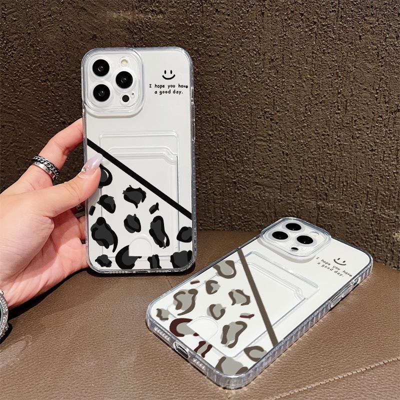 Card Slot Holder Silicone Wallet Pocket Case For Oppo A38 A58 A60 A78 Vivo V27E V27 Pro Samsung A06 A16 A36 A56 Redmi Note 13 Cover Clear Phone Bumper