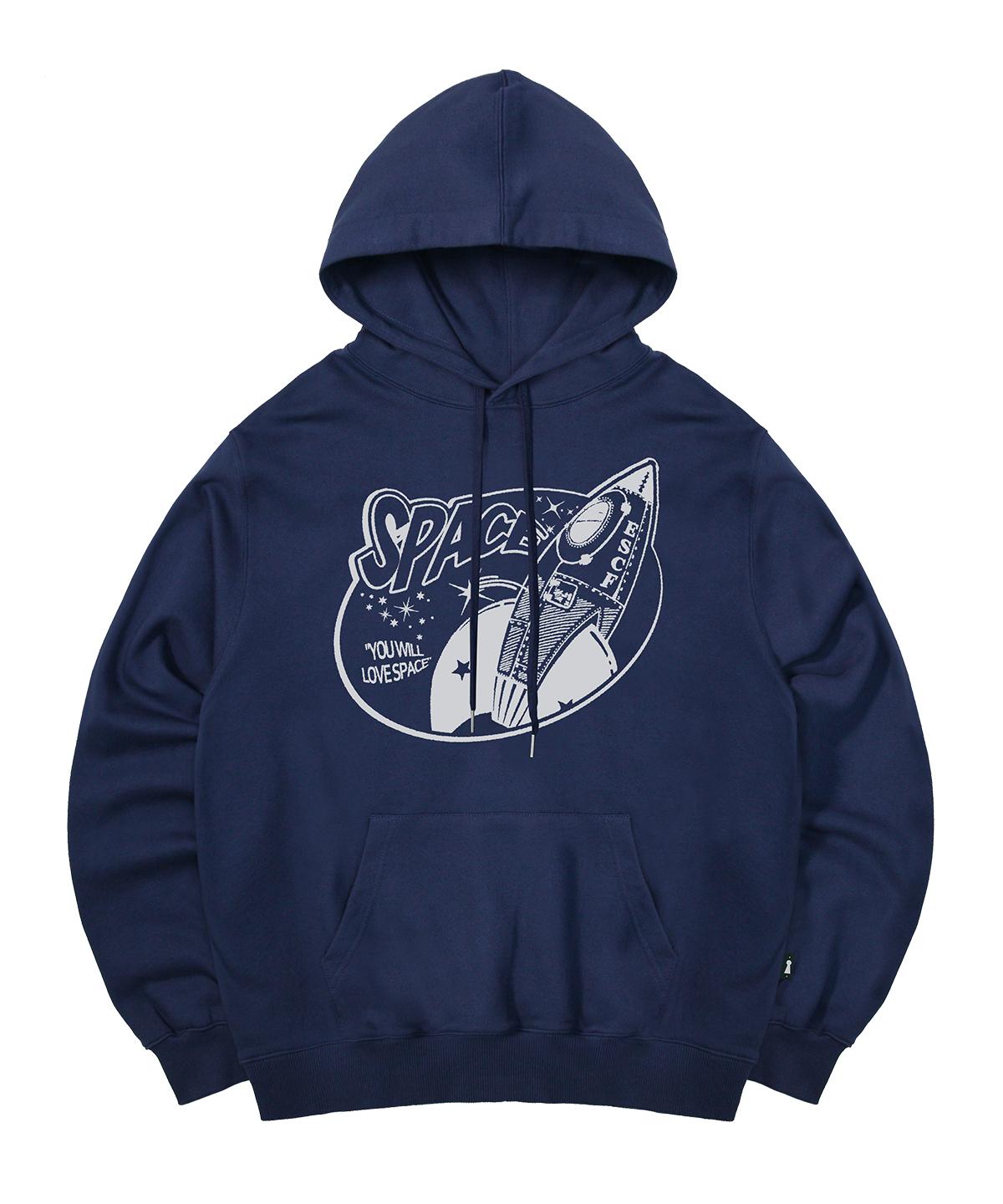 Escape From You Will Love Space Print Hoodie Deep Blue L