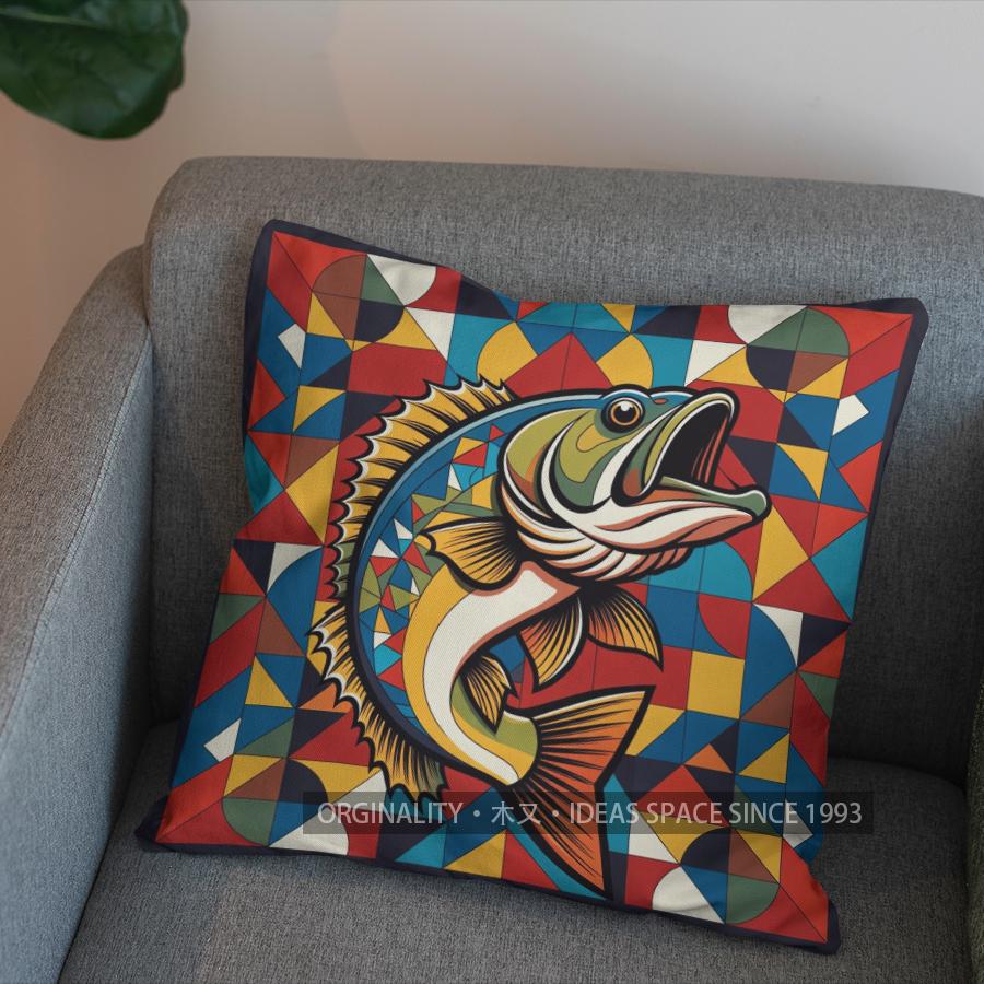 2D Buntes Fischmuster Kissenbezug Muster Kissenbezug Geeignet für Sofa Schlafzimmer Auto Kissenbezug