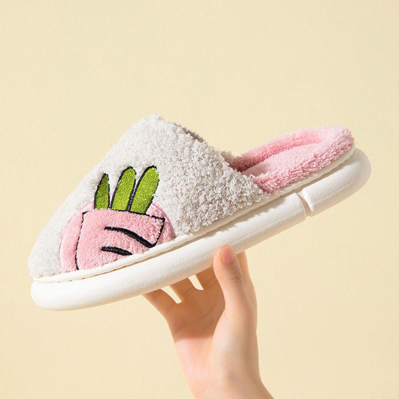 Cotton slippers women's winter home household indoor warm and fleece cold-proof thick-soled hair slippers men