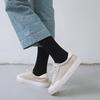 Men's Mid-Calf Japanese Style Socks - Black and White Ruffle Design for Autumn/Winter