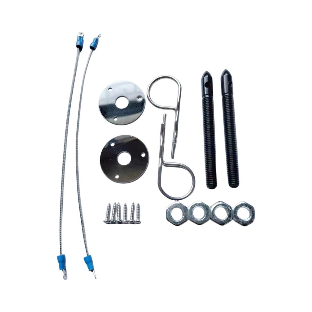 Universal Racing Stainless Steel Mount Hood Pin Plate Bonnet Lock Kit Car Hood Engine Bonnets Lock