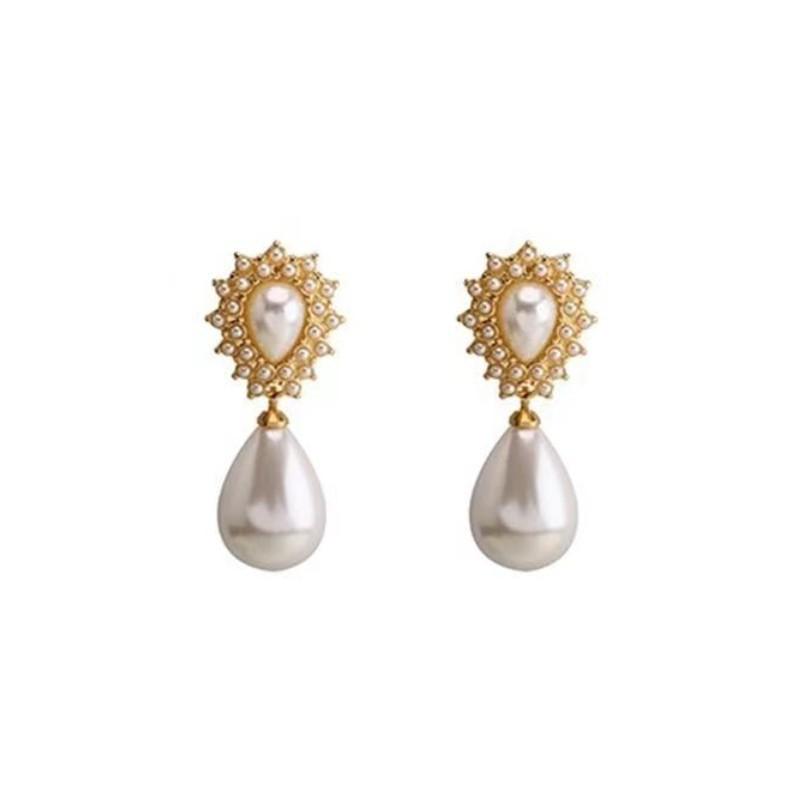 JMXD Vintage French Teardrop Baroque Pearl Earrings Irregular Palace Style Bridal Dangle Wedding Jewelry Elegant Statement Fashion