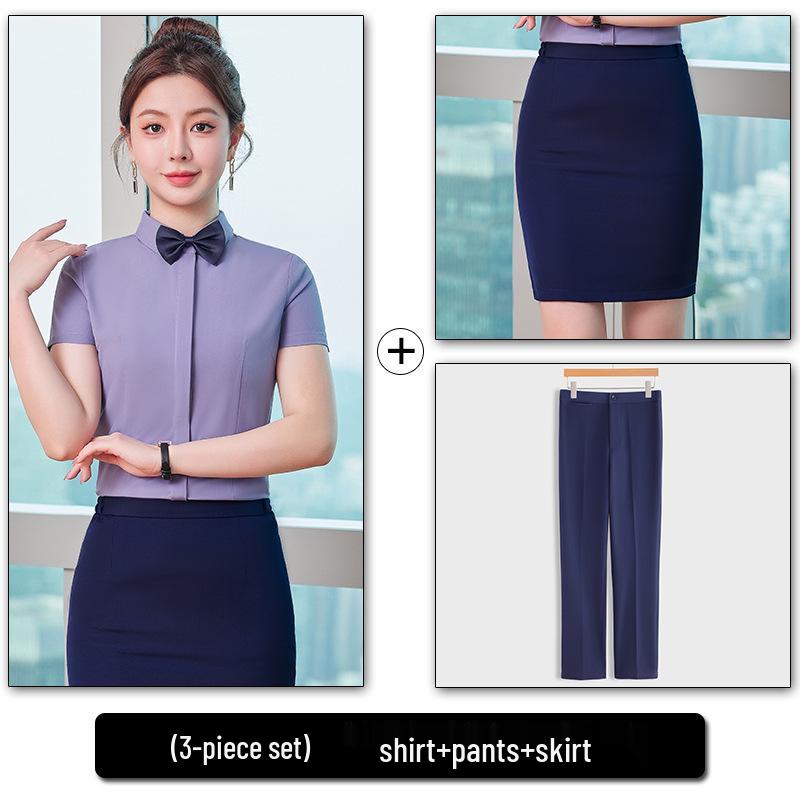 Unisex Long Sleeve Workwear Uniform for Hotel and Bank Employees - Spring/Fall Style Shirt Set