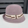 New British retro knitted bucket hat simple knot curled top hat women's summer travel sunshade sunscreen basin hat